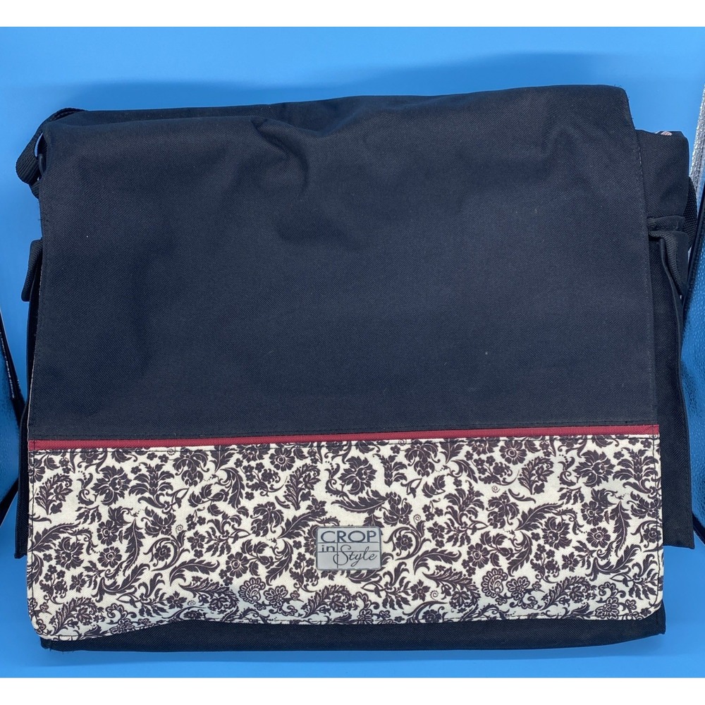 Crop In Style Craft Storage Bag Scrapbooking Organizer Tote Floral Damask Black